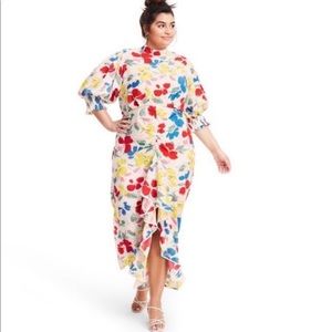 RIXO x Target Floral Mock Neck Cascade midi Dress